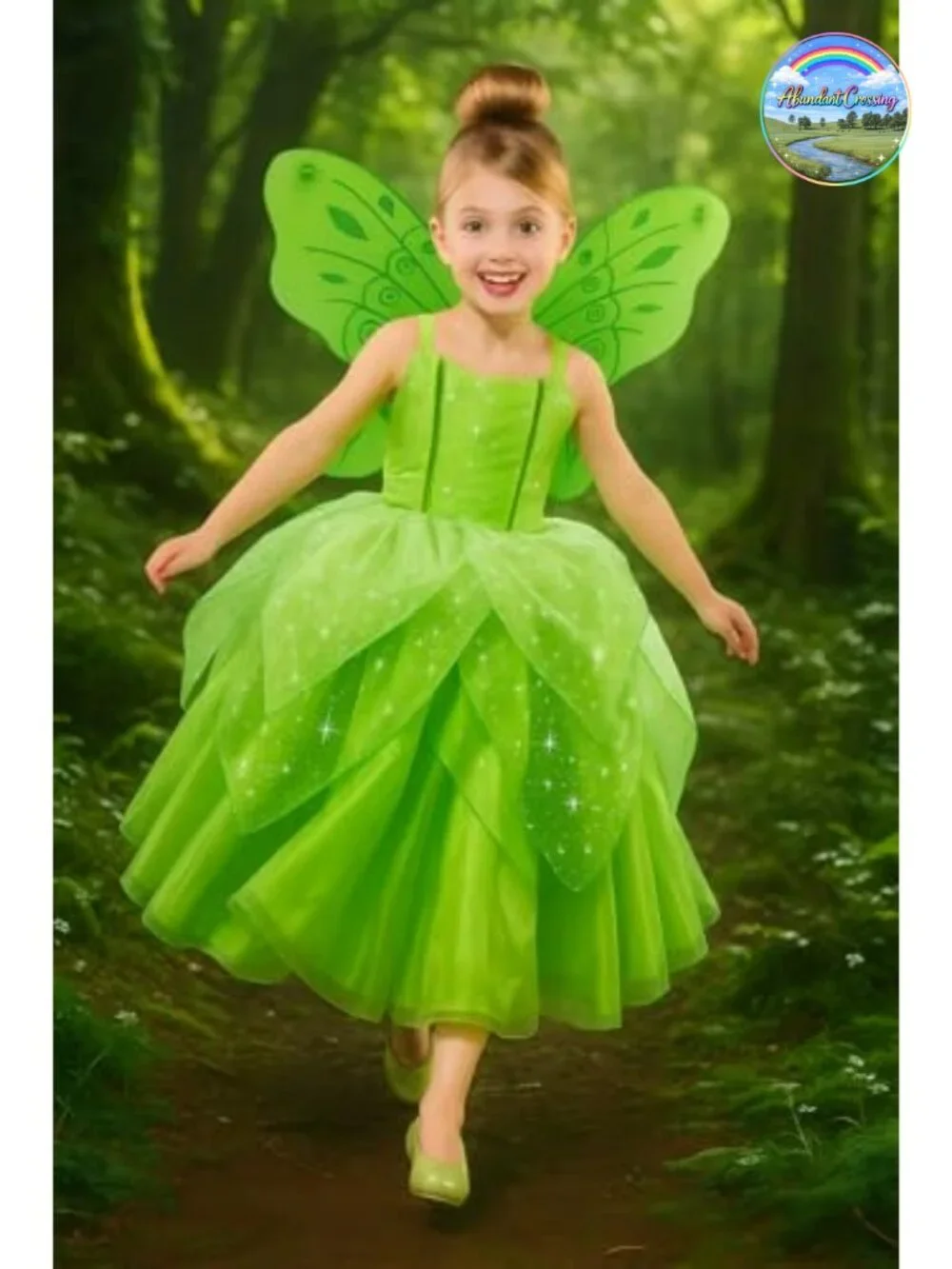 Girls Princess Fairy Costume Dress Up Tulle Dress with Wings